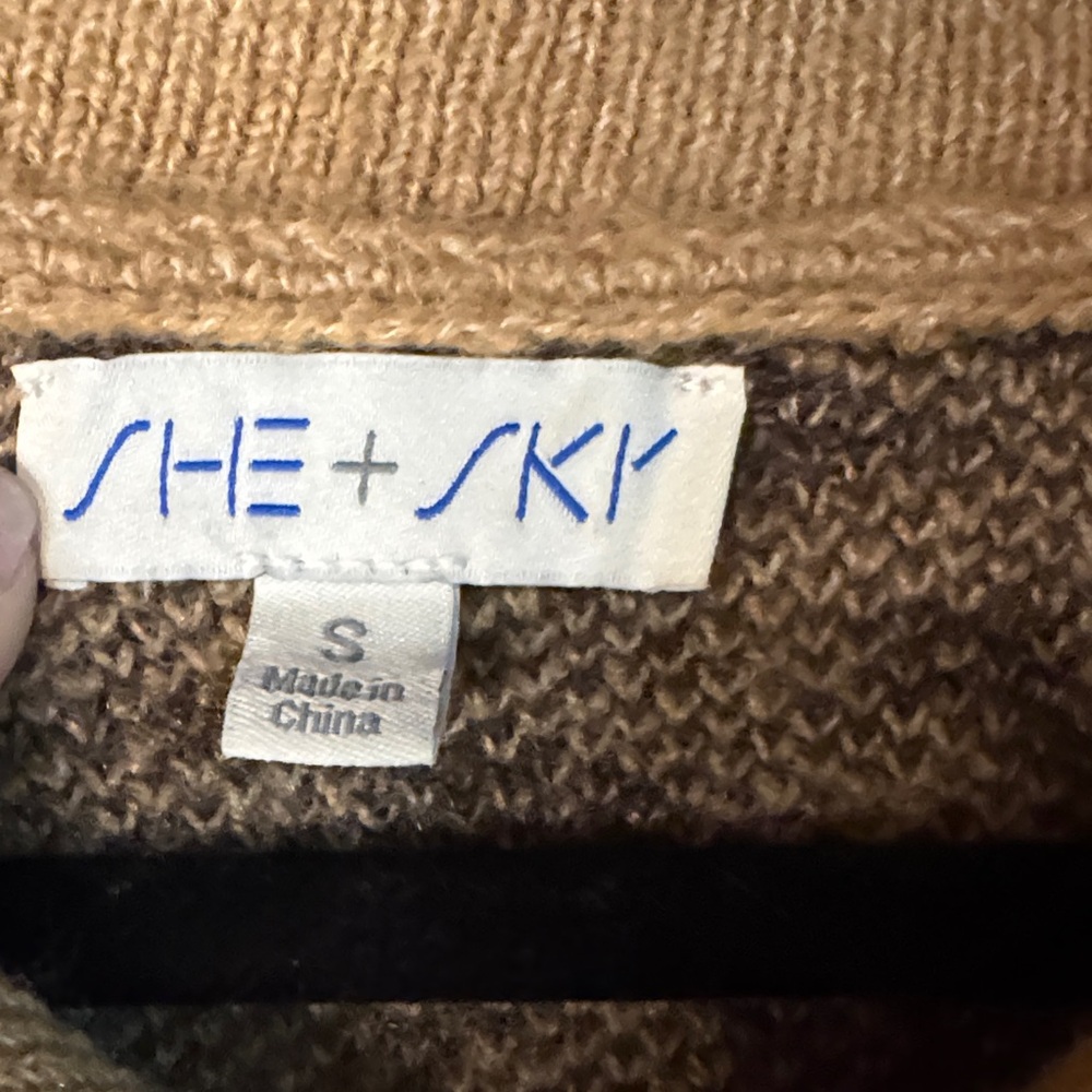She + Sky from Anthropologie Tan Leopard Print Cowl Neck Sweater - Picture 2 of 6
